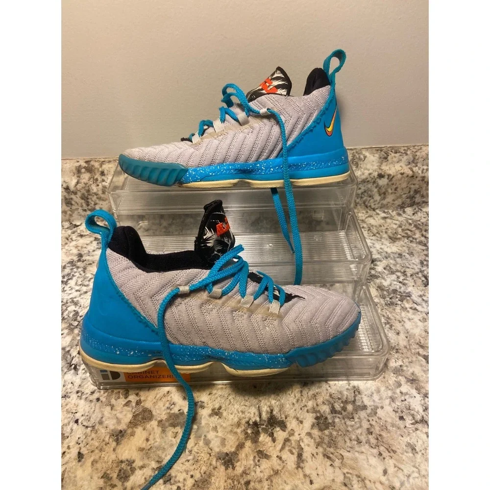 Nike Lebron XVI 16 GS South Beach Light Bone Tour AQ2467-076 Size 3Y Kids Youth